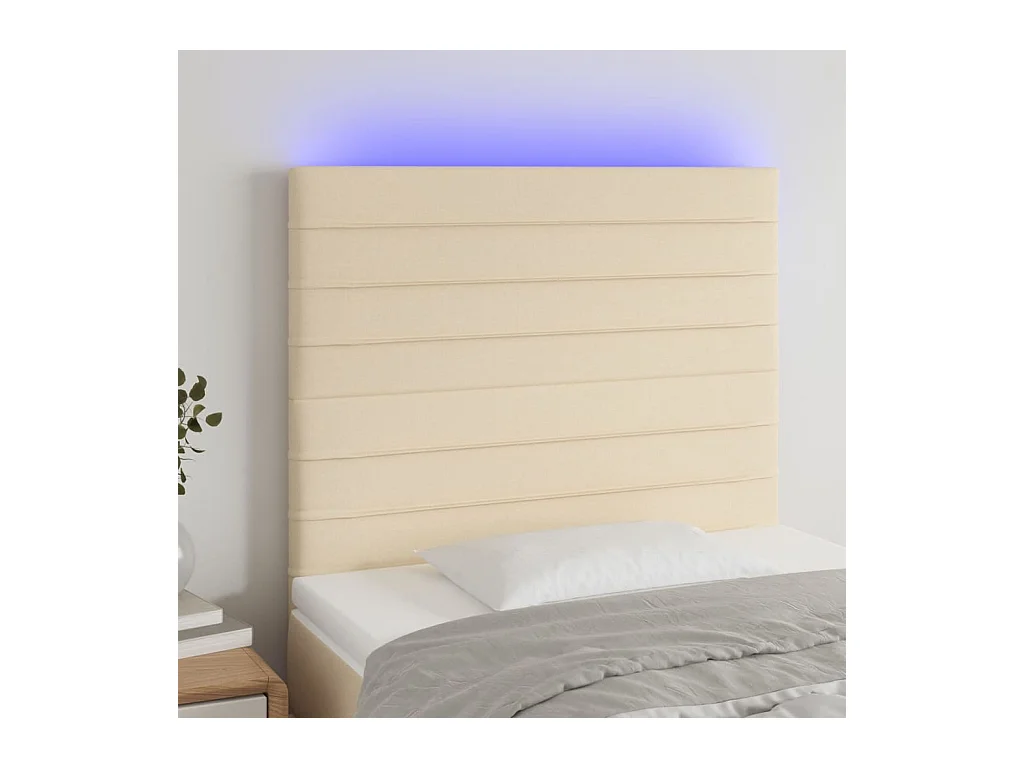Tête de lit à LED Crème 80x5x118/128 cm Tissu