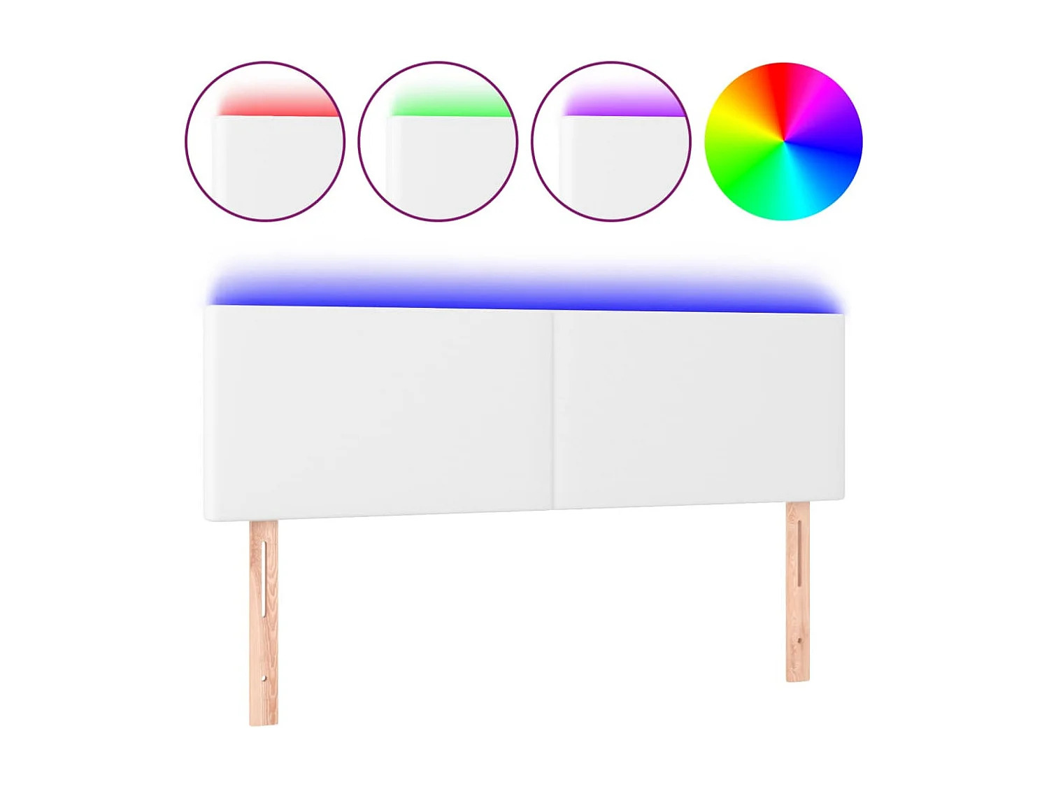 Hoofdbord LED 144x5x78/88 cm kunstleer wit