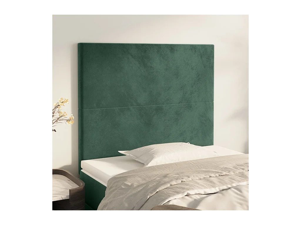 Têtes de lit 2 pcs Vert foncé 100x5x78/88 cm Velours