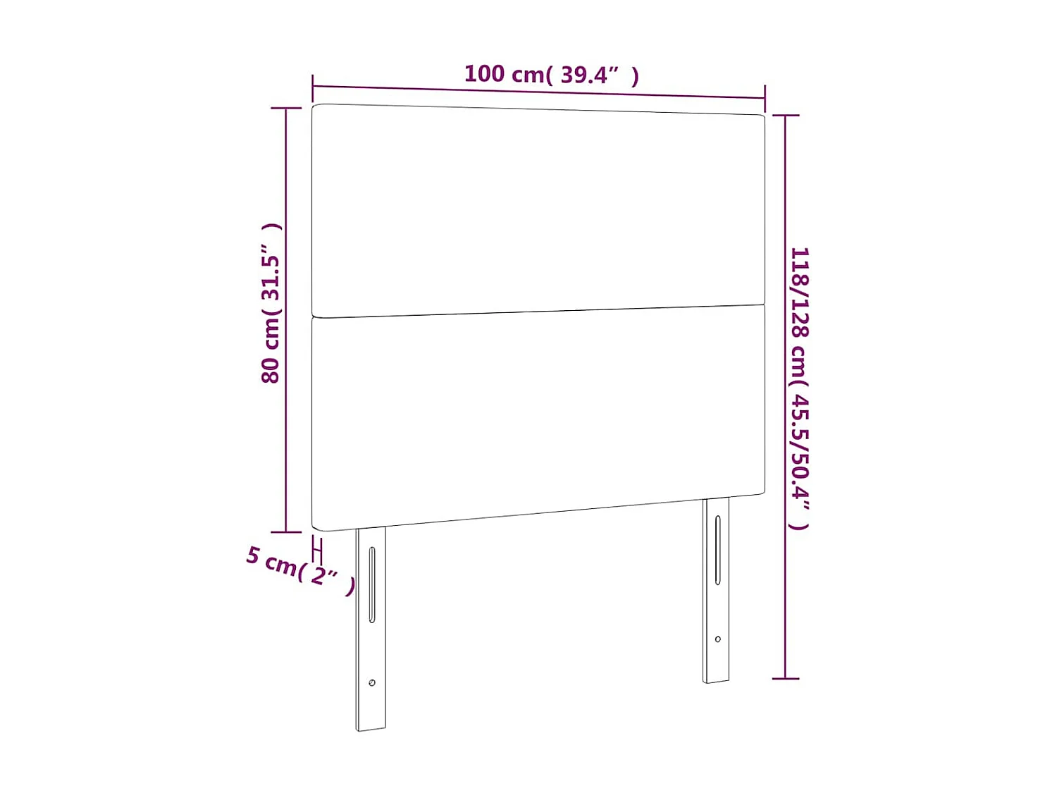 Tête de lit Vert foncé 100x5x118/128 cm Velours