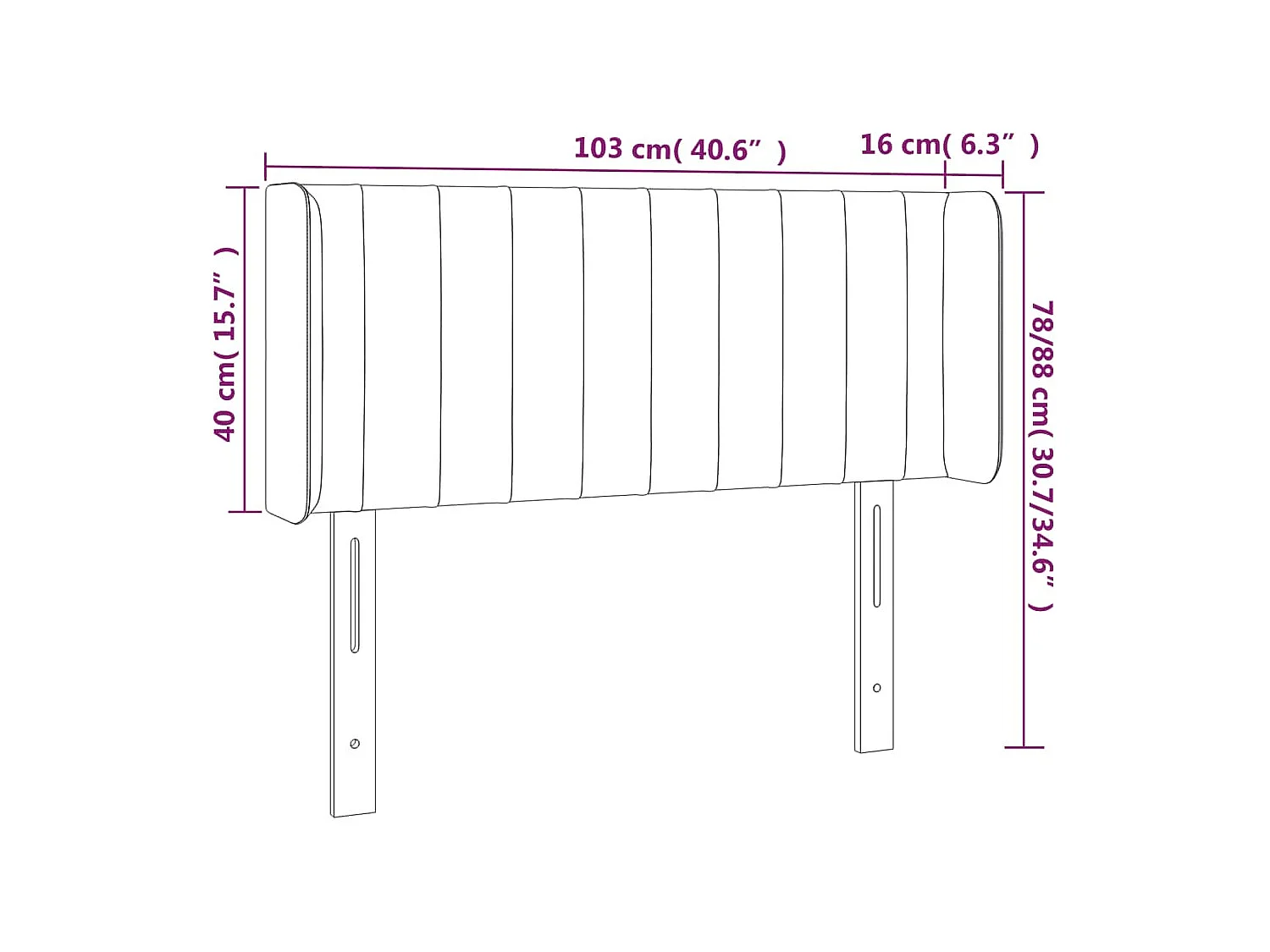 Tête de lit à LED Taupe 103x16x78/88 cm Tissu