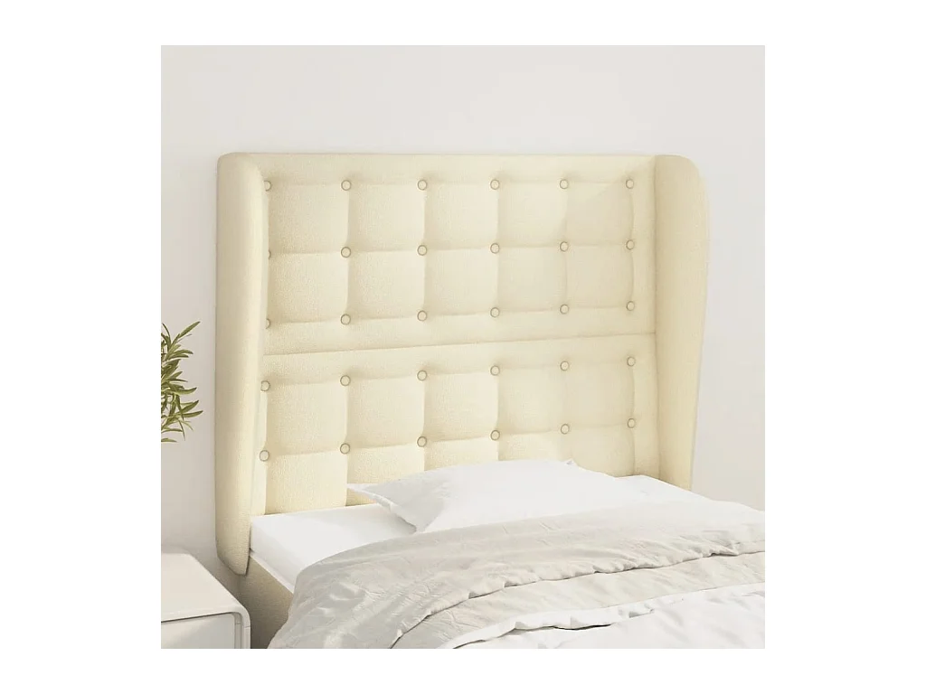 Tête de lit avec oreilles Crème 103x23x118/128 cm Similicuir