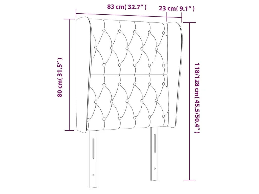 Cabeceira cama c/ abas tecido 83x23x118/128 cm castanho-escuro