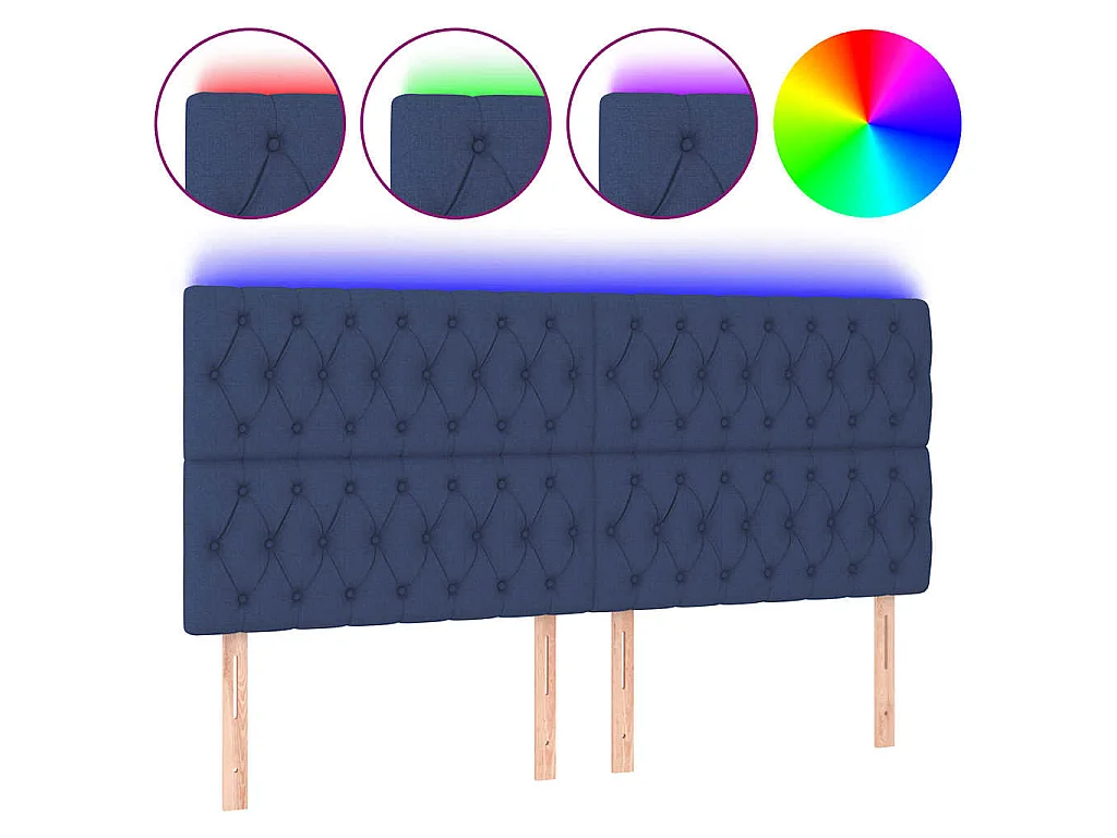 LED Kopfteil Blau 180x7x118/128 cm Stoff