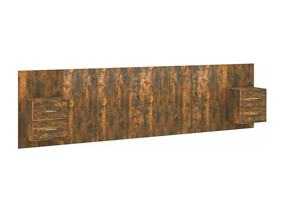 Hoofdbord met kastjes bewerkt hout gerookt eikenkleurig