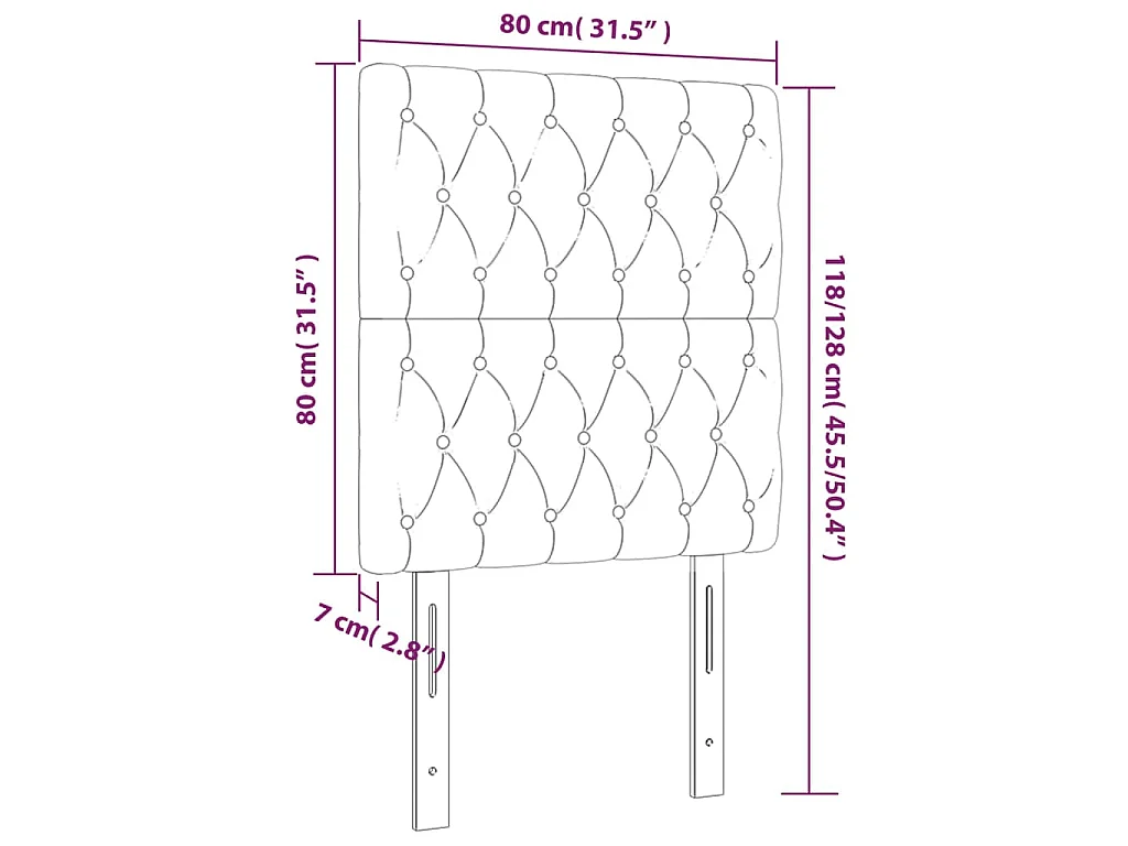 LED Kopfteil Dunkelbraun 80x7x118/128 cm Stoff