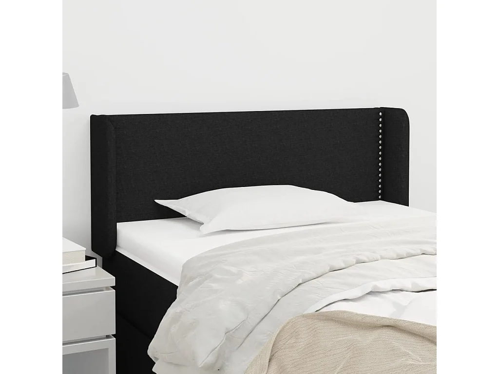 Testiera ad Orecchio Nera 103x16x78/88 cm in Tessuto