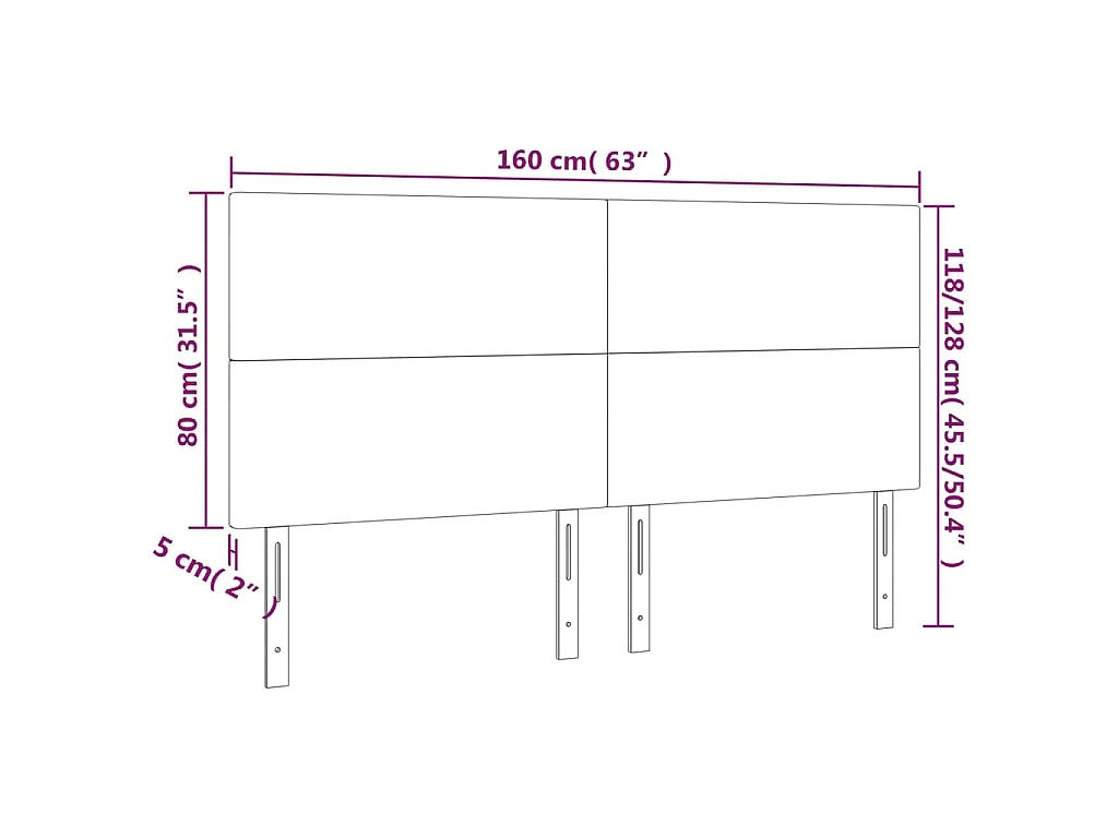 Hoofdbord grijs 160x5x118/128 cm kunstleer