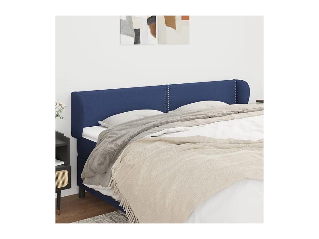 Tête de lit avec oreilles Bleu 203x23x78/88 cm Tissu