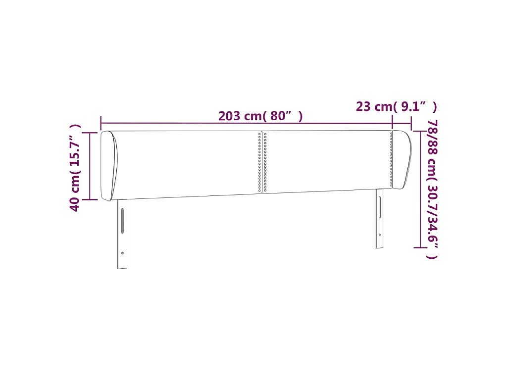 Tête de lit avec oreilles Bleu 203x23x78/88 cm Tissu