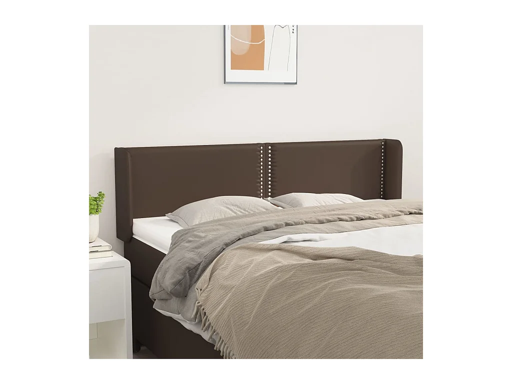 Tête de lit avec oreilles Marron 147x16x78/88 cm Similicuir