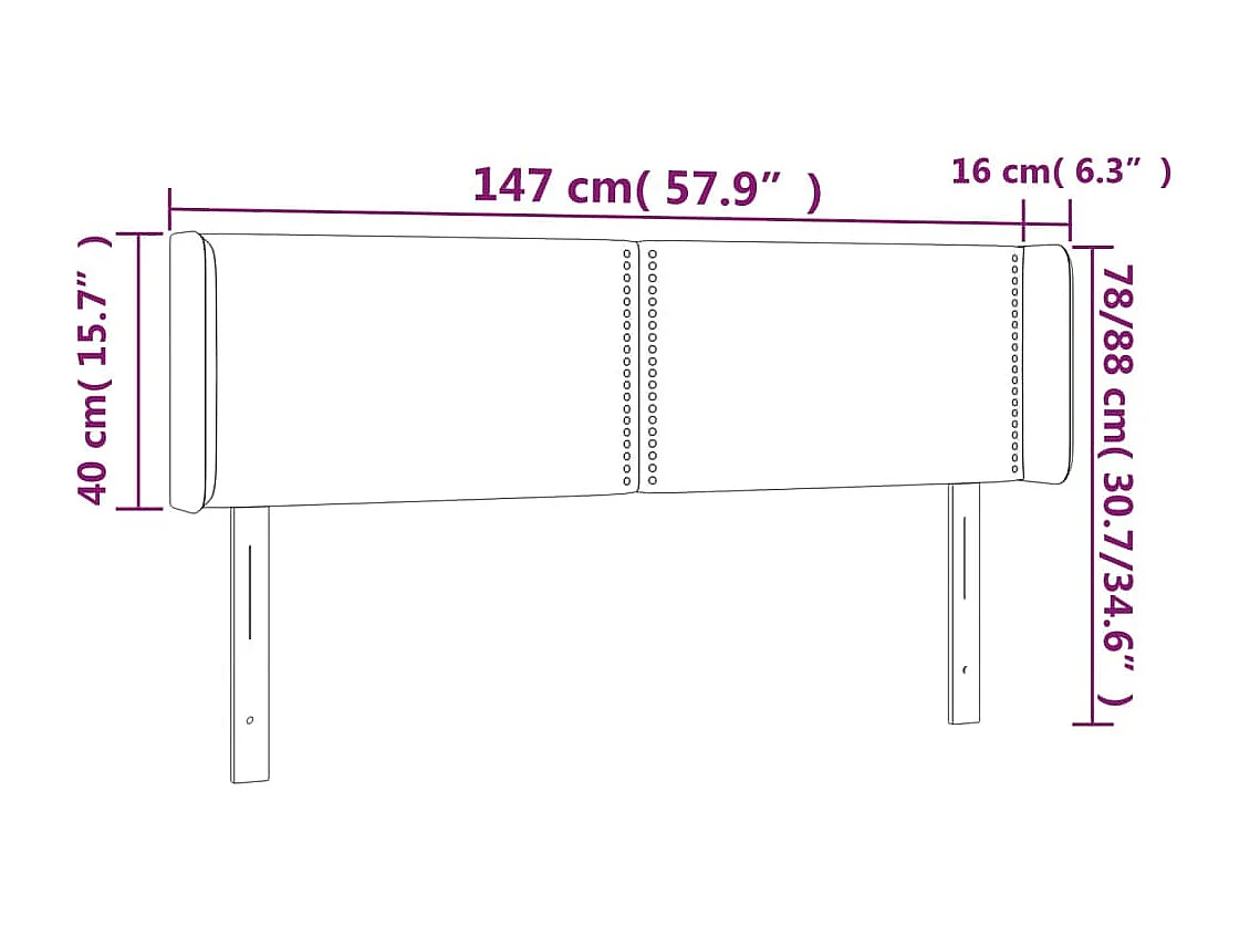 Cabeceira cama c/ abas couro artificial 147x16x78/88cm castanho