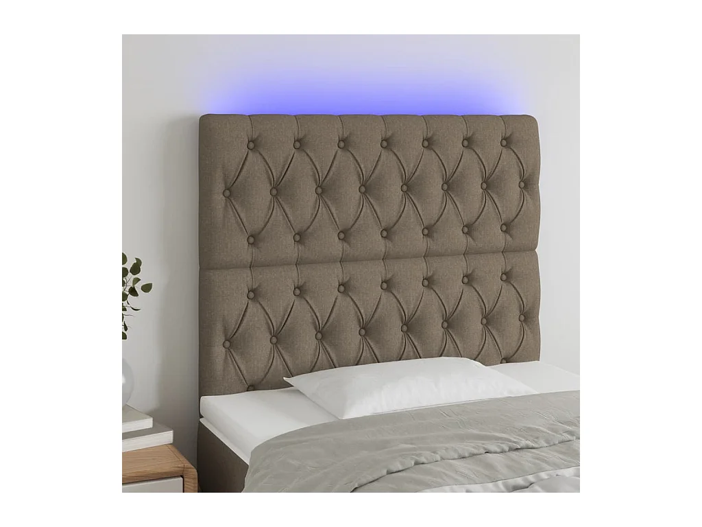 Tête de lit à LED Taupe 90x7x118/128 cm Tissu