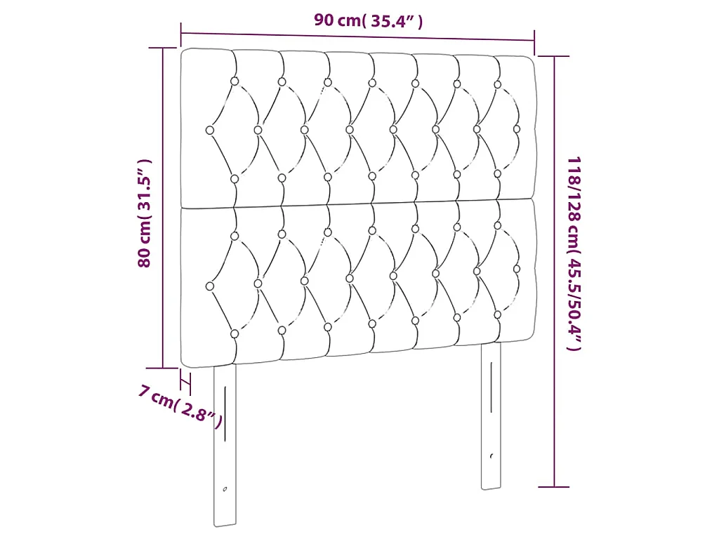 Tête de lit à LED Taupe 90x7x118/128 cm Tissu
