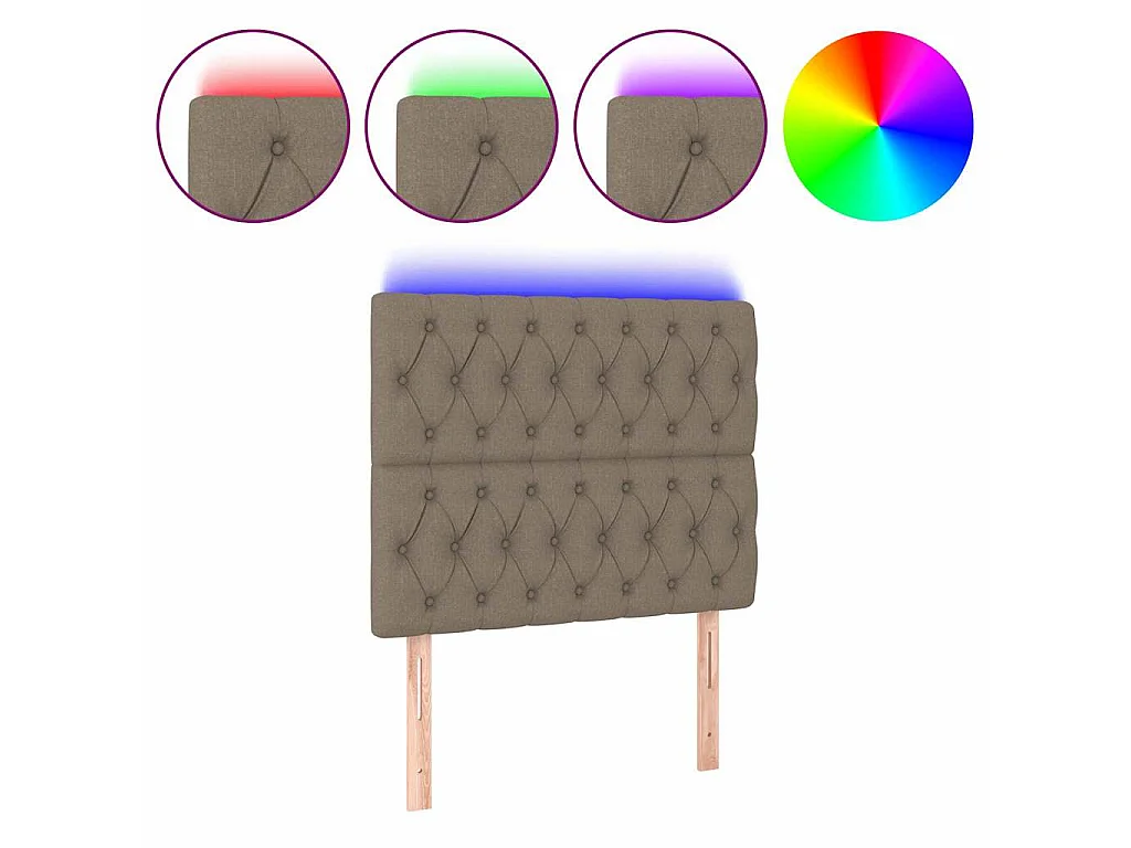 Tête de lit à LED Taupe 90x7x118/128 cm Tissu