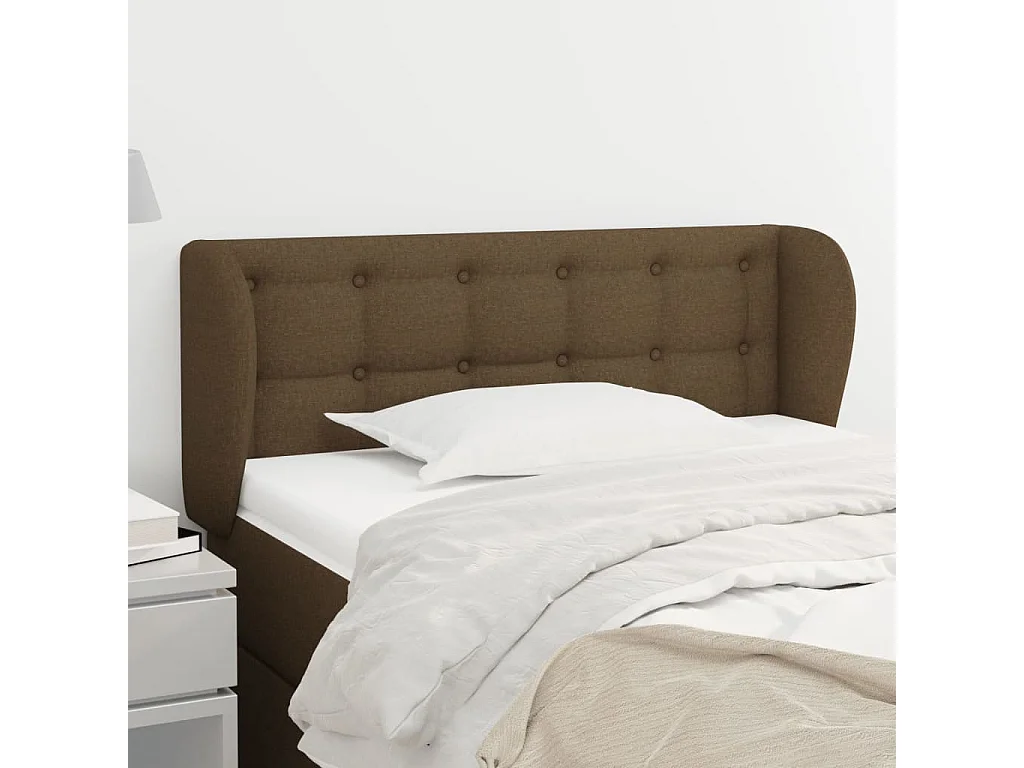 Cabeceira de cama c/ abas tecido 103x23x78/88cm castanho-escuro