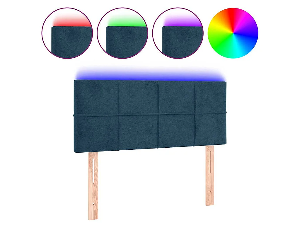 Cabeceira de cama c/ luzes LED veludo 80x5x78/88 cm azul-escuro