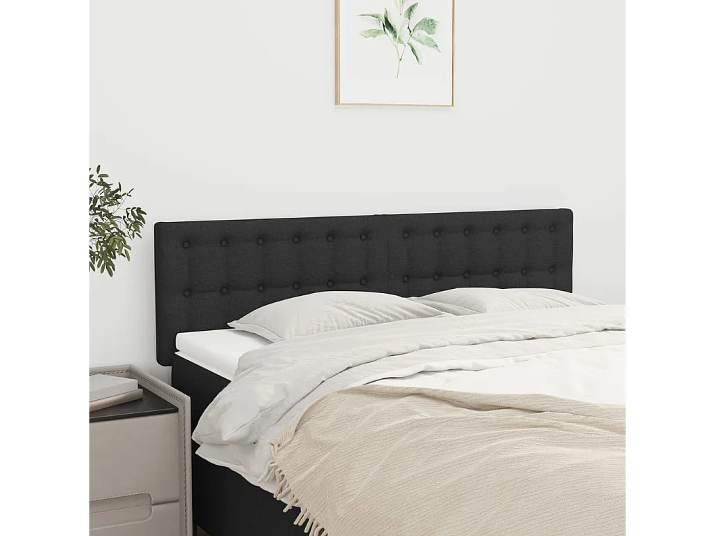Cabeceiras preto 144x5x78/88 cm tecido