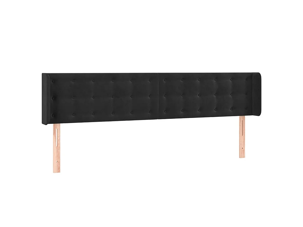 Tête de lit avec oreilles Noir 163x16x78/88 cm Velours