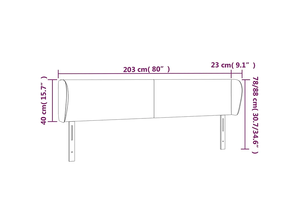 Tête de lit avec oreilles Vert foncé 203x23x78/88 cm Velours