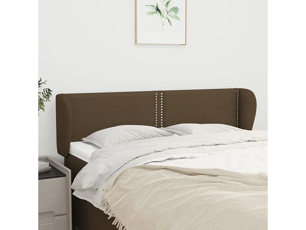 Testiera ad Orecchio Marrone Scuro 147x23x78/88 cm in Tessuto
