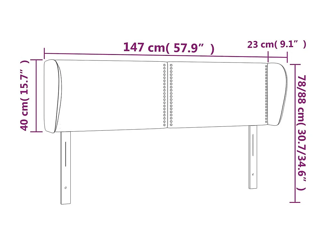 Testiera ad Orecchio Marrone Scuro 147x23x78/88 cm in Tessuto