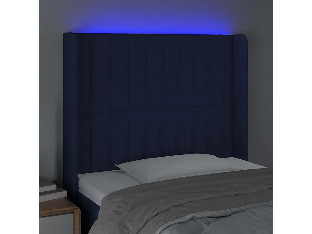 LED Kopfteil Blau 93x16x118/128 cm Stoff