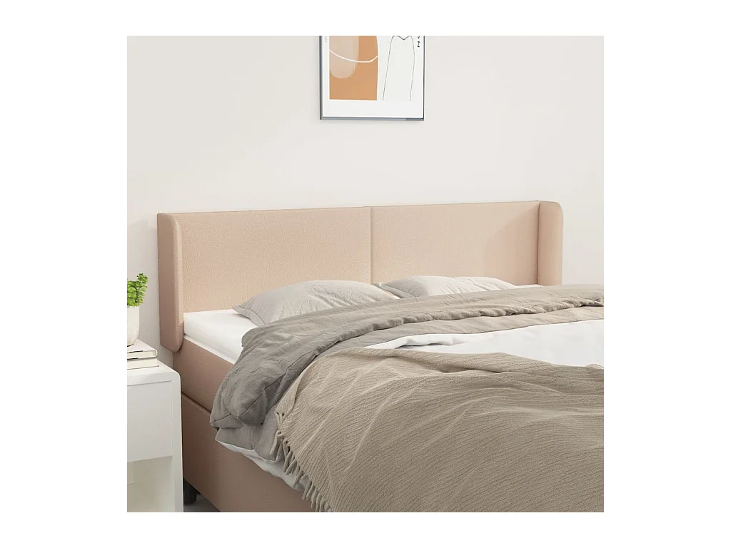 Hoofdbord met randen 147x16x78/88 cm kunstleer cappuccinokleur