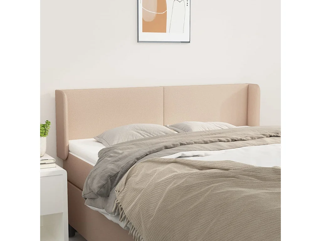 Kopfteil mit Ohren Cappuccino-Braun 147x16x78/88 cm Kunstleder