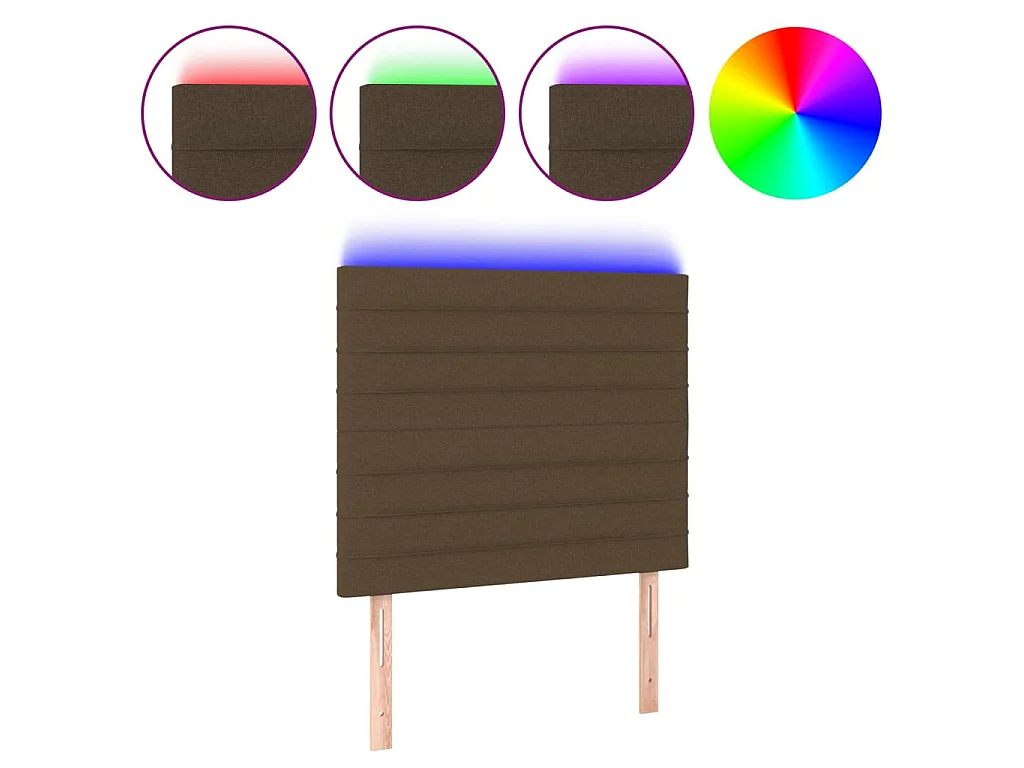 LED Kopfteil Dunkelbraun 100x5x118/128 cm Stoff