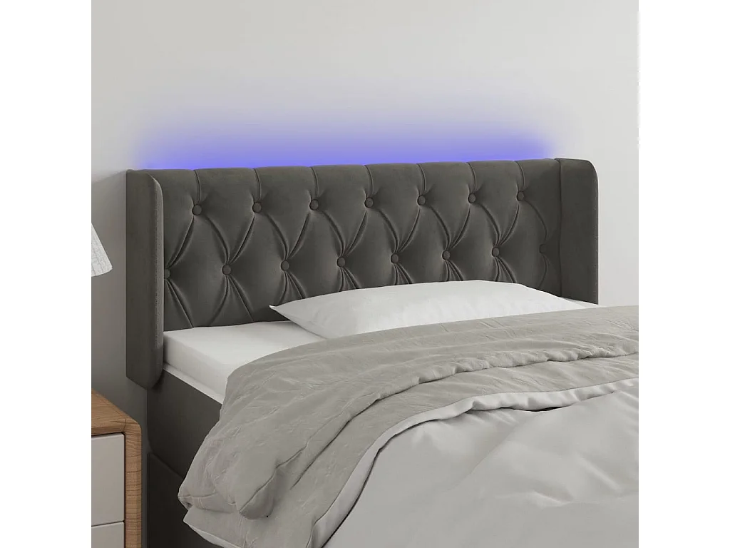 Testiera a LED Grigio Scuro 103x16x78/88 cm in Velluto