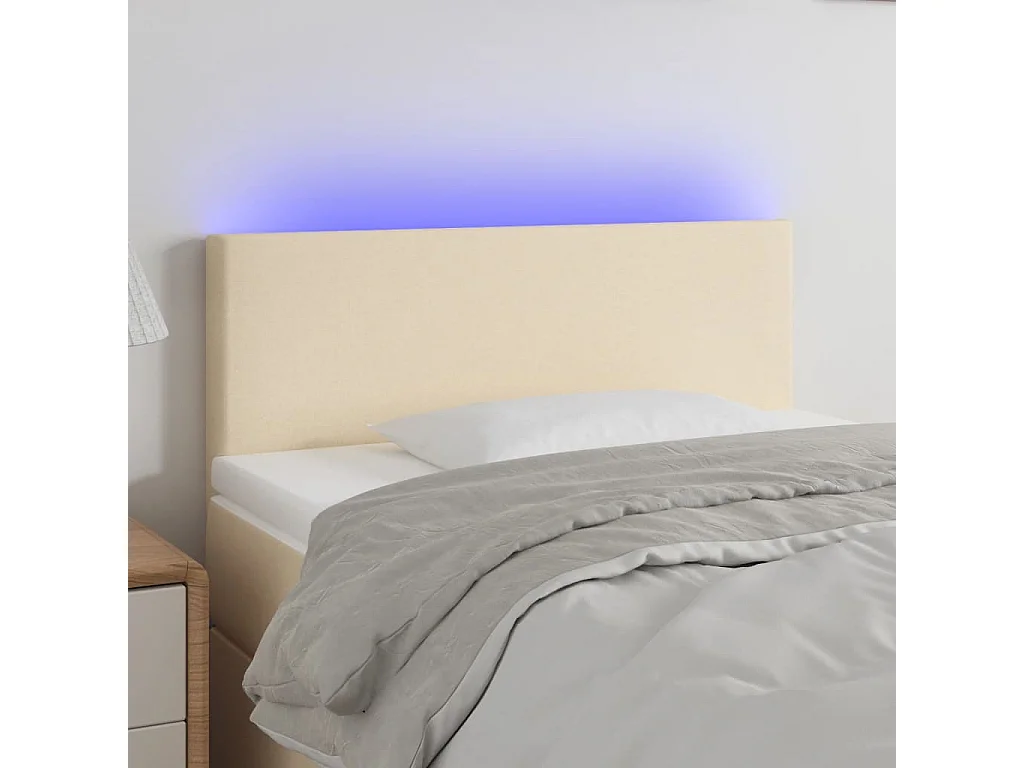 Testiera a LED Crema 80x5x78/88 cm in Tessuto