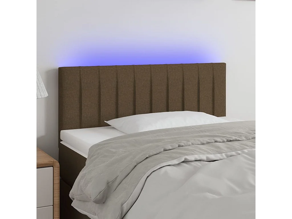 LED Kopfteil Dunkelbraun 100x5x78/88 cm Stoff