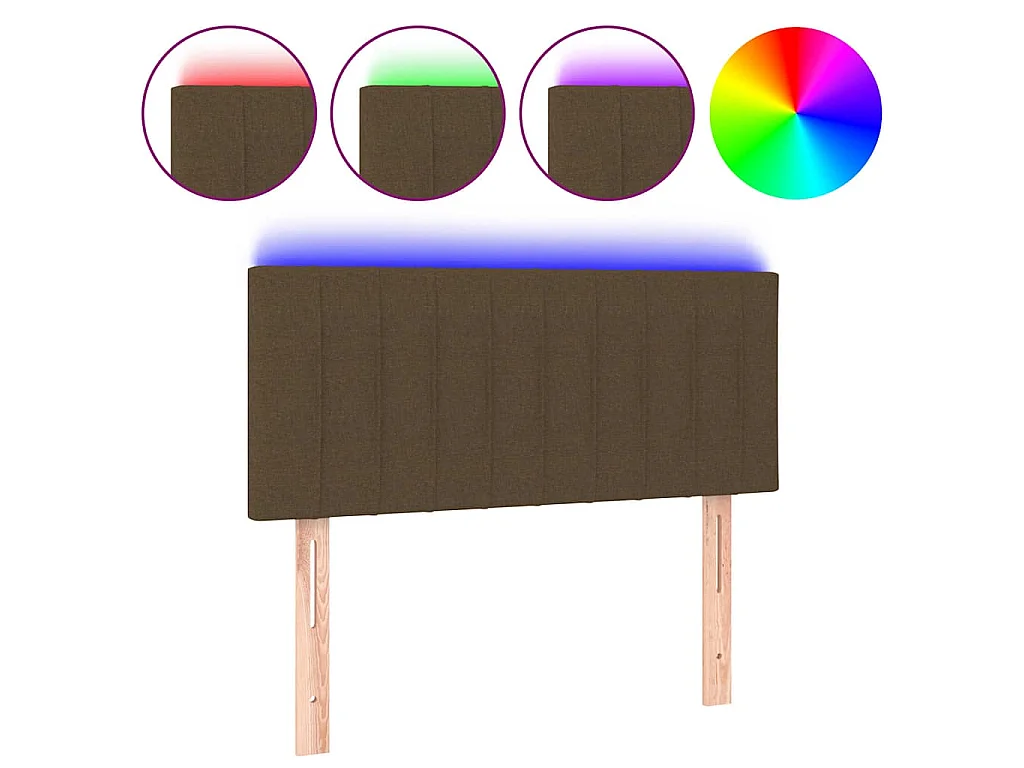 Tête de lit à LED Marron Foncé 100x5x78/88 cm Tissu