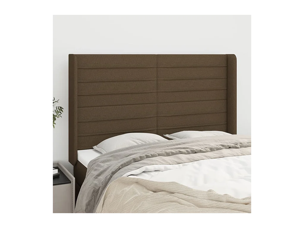 Testiera ad Orecchio MarroneScuro147x16x118/128cm inTessuto
