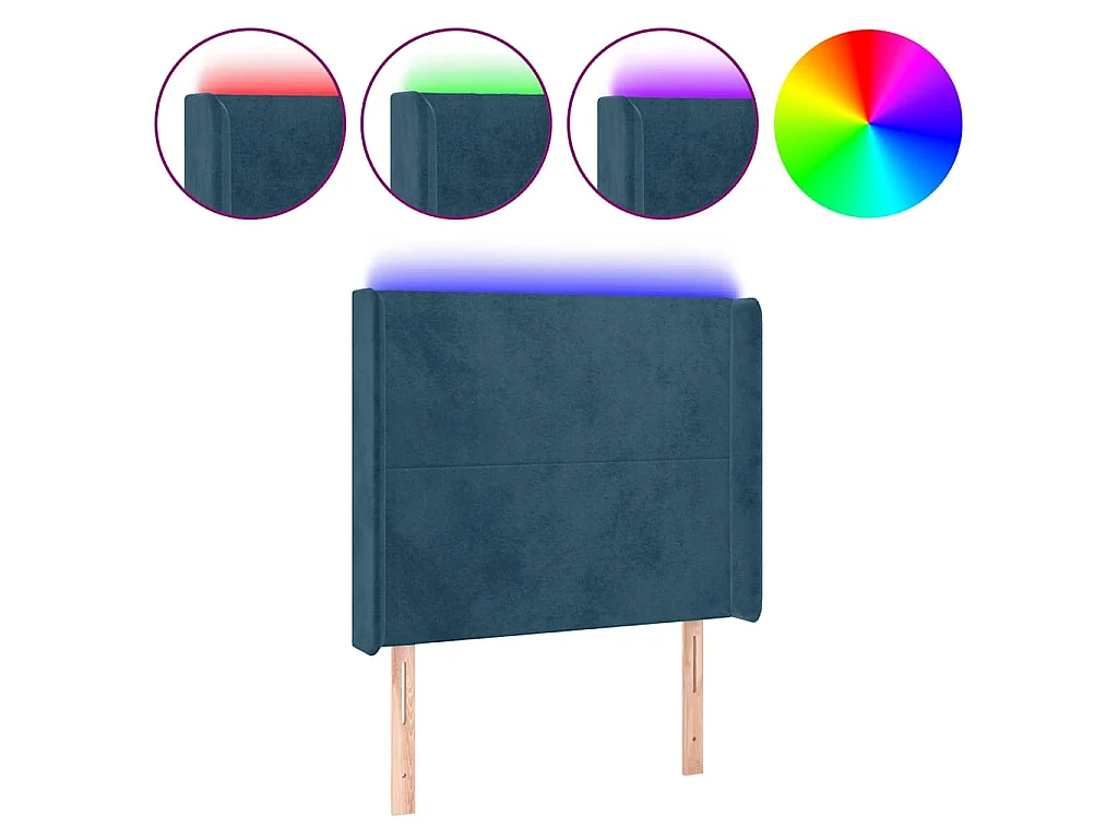Tête de lit à LED Bleu foncé 103x16x118/128 cm Velours