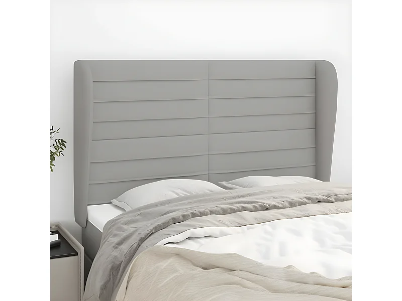 Testiera ad Orecchio Grigio Chiaro 147x23x118/128 cm in Tessuto