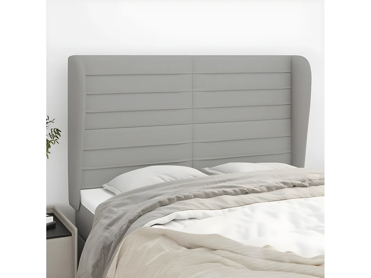 Testiera ad Orecchio Grigio Chiaro 147x23x118/128 cm in Tessuto