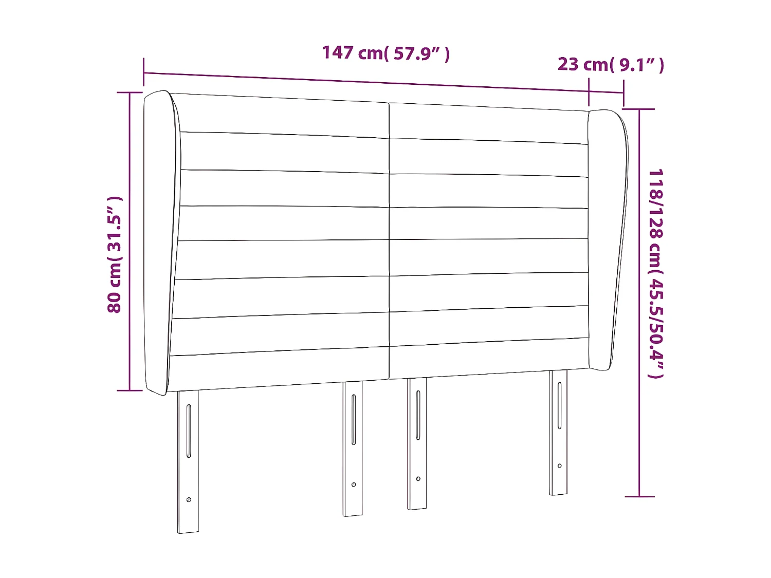 Testiera ad Orecchio Grigio Chiaro 147x23x118/128 cm in Tessuto