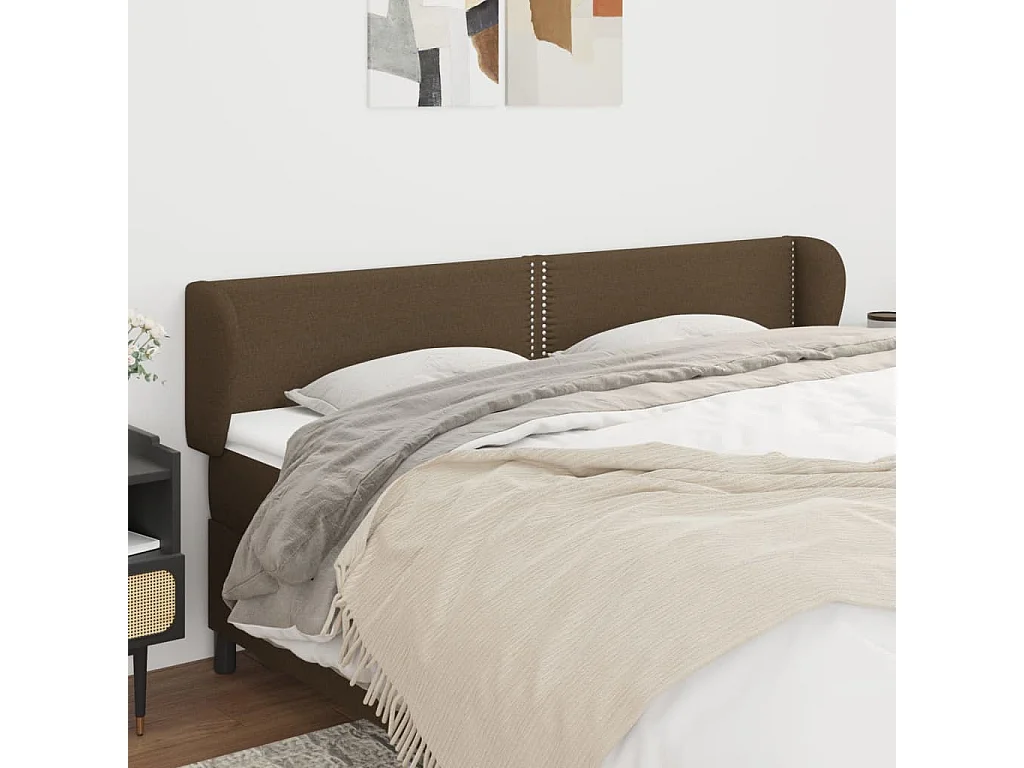 Testiera ad Orecchio Marrone Scuro 203x23x78/88 cm in Tessuto