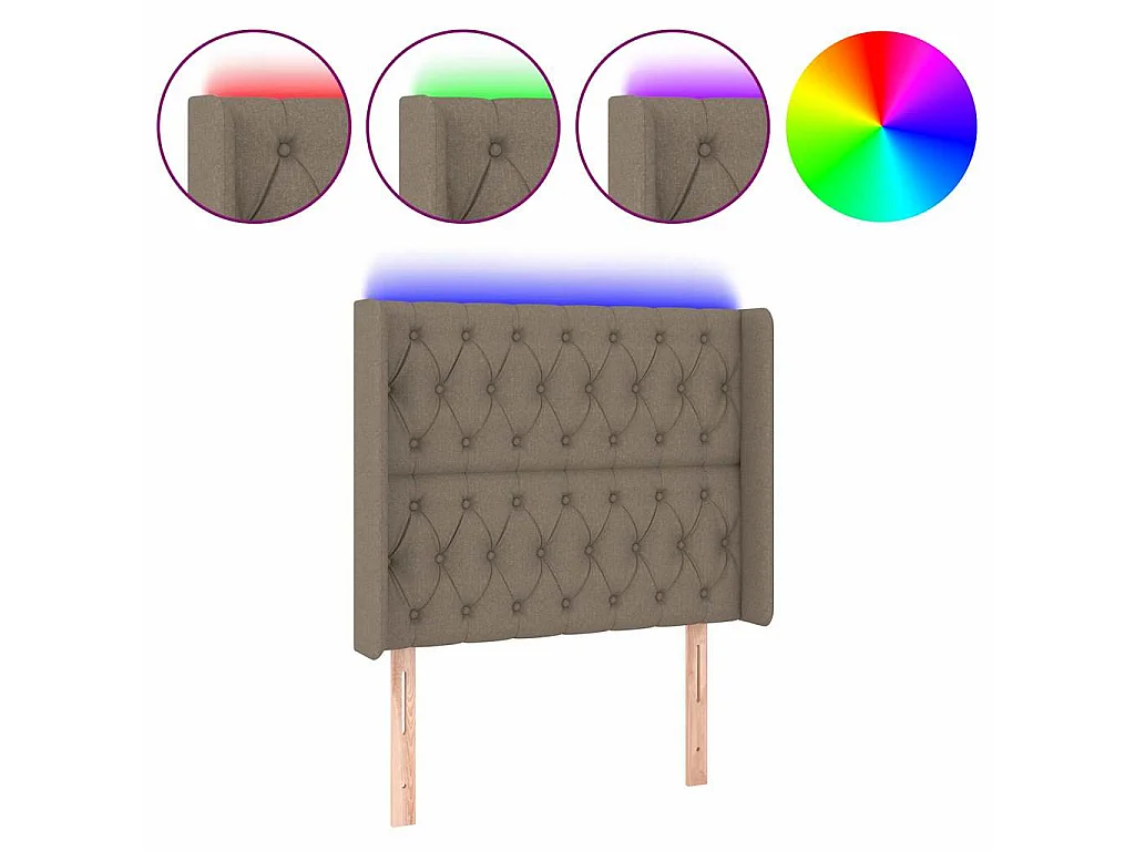 LED Kopfteil Taupe 103x16x118/128 cm Stoff