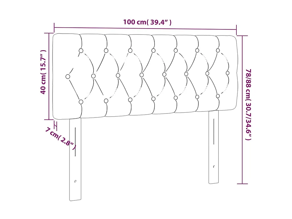 Hoofdbord 100x7x78/88 cm fluweel lichtgrijs