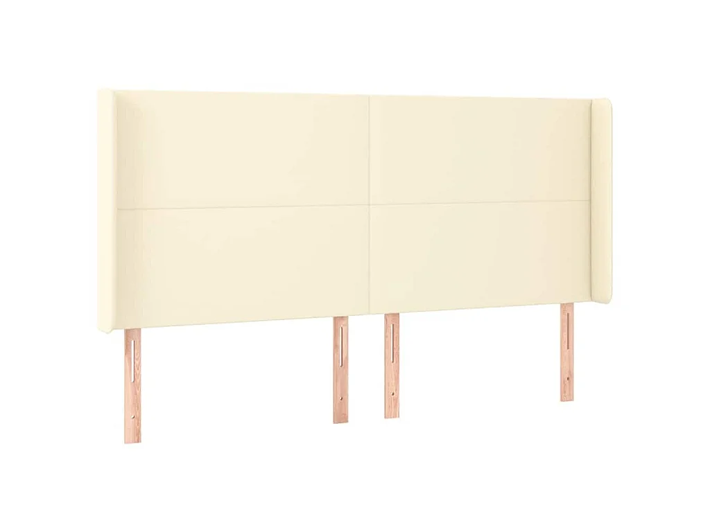 Kopfteil mit Ohren Creme 183x16x118/128 cm Kunstleder