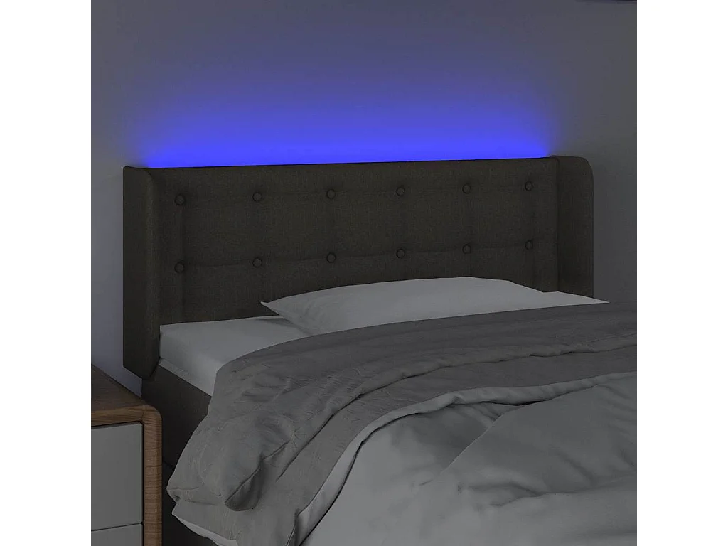 Testiera a LED Tortora 103x16x78/88 cm in Tessuto