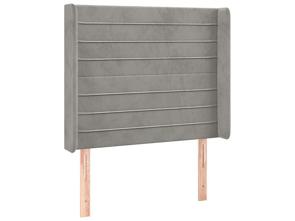 Testiera ad Orecchio Grigio Chiaro 93x16x118/128 cm in Velluto