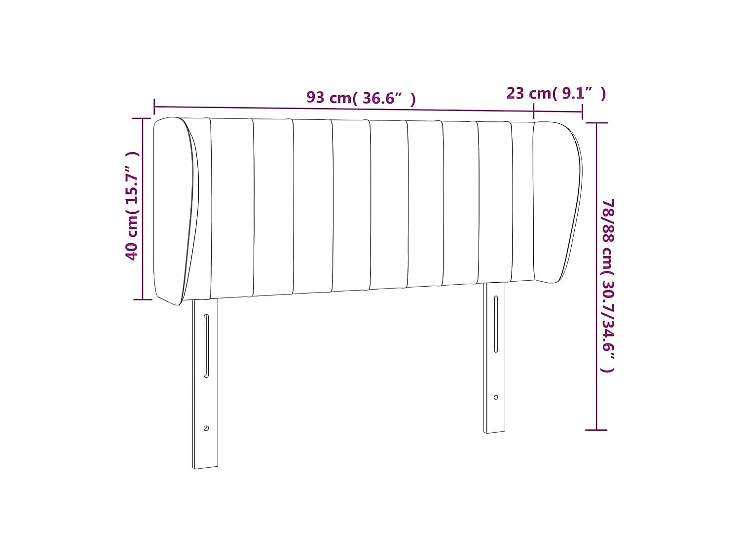 Testiera ad Orecchio Crema 93x23x78/88 cm in Tessuto