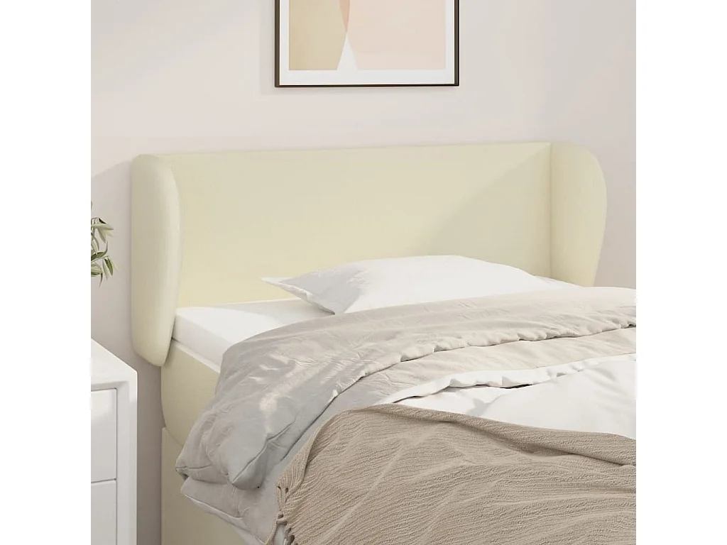 Hoofdbord met randen 103x23x78/88 cm kunstleer crèmekleurig