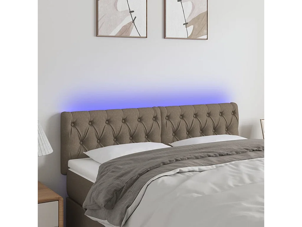 Hoofdbord LED 144x7x78/88 cm stof taupe