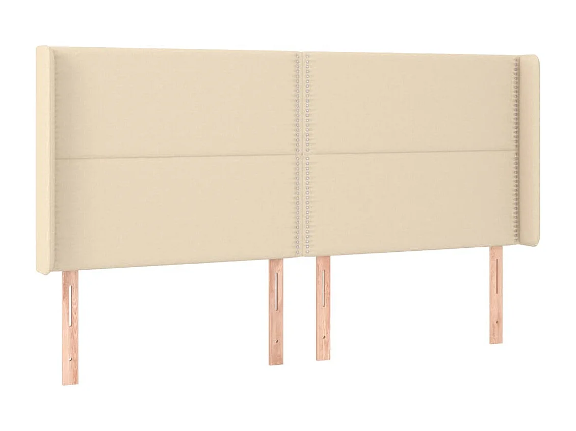 Hoofdbord met randen 183x16x118/128 cm stof crèmekleurig