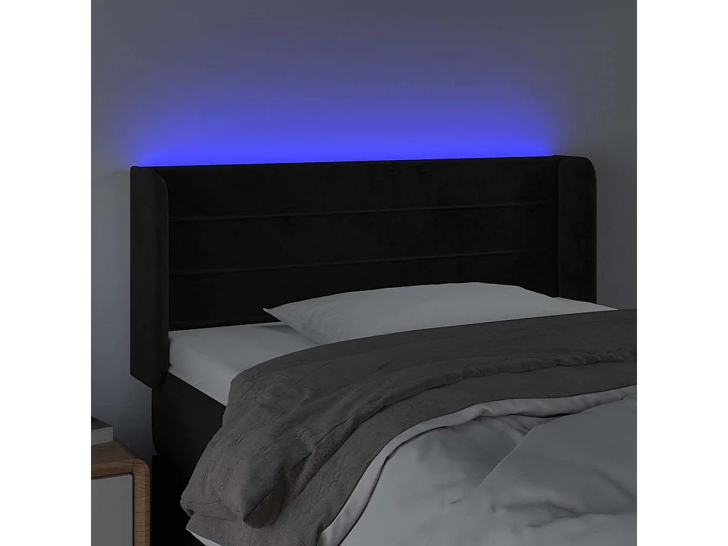 LED Kopfteil Schwarz 93x16x78/88 cm Samt